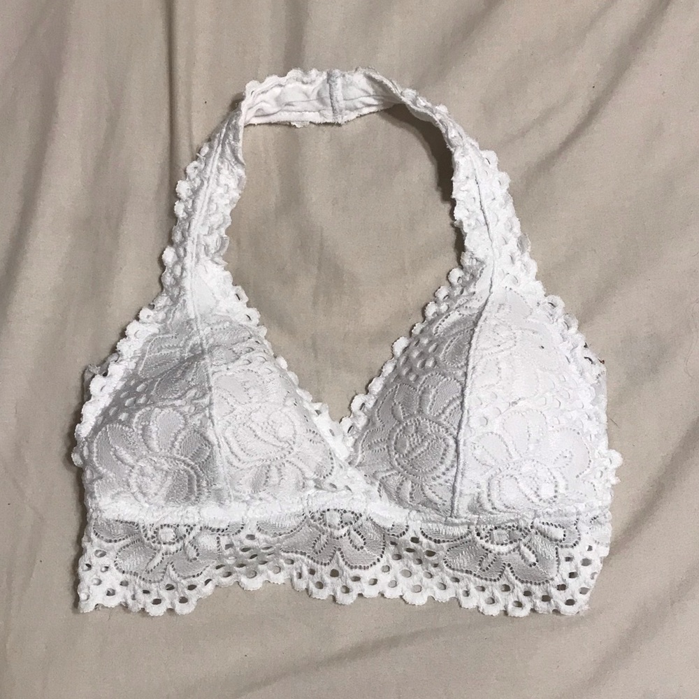Aeropostale white lace haulter bralette